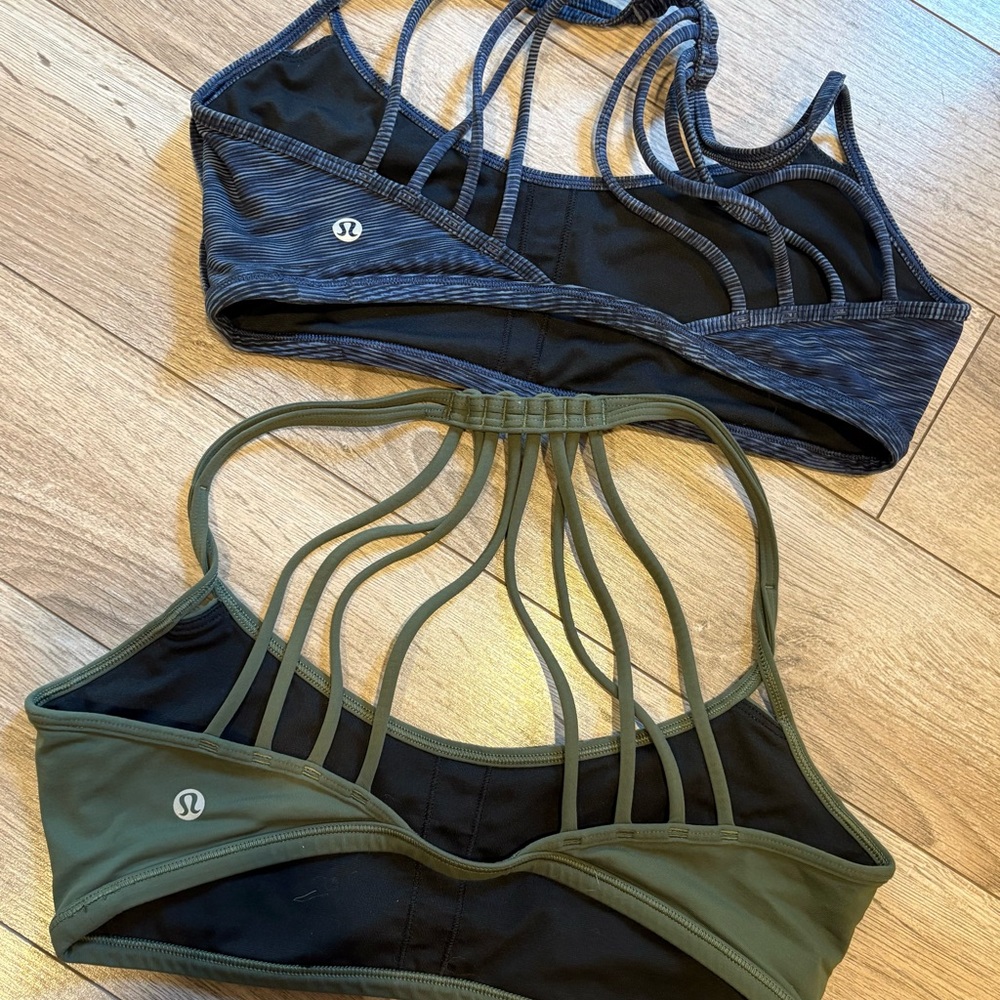 ❌SOLD ❌ Lululemon Black and Green Strappy Sports Bra Set
